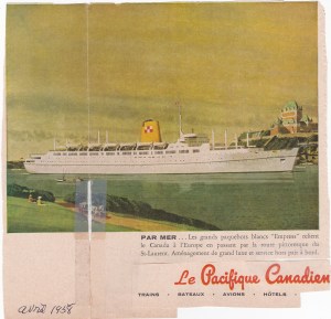 Publicité du "Pacifique Canadien" , dans la "Revue Populaire", 1958.