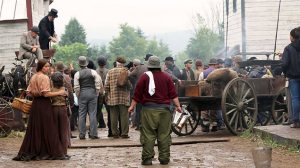 Sur le plateau de tournage de la nouvelle série Les pays d'en haut (photo: Mathieu Valiquette, ICI Radio-Canada).