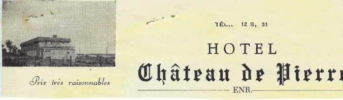 En-tête de papier à lettre de l'hôtel Le Château de pierre.