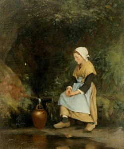 "Femme à la fontaine" de J.M. Villard (1828-1899). 