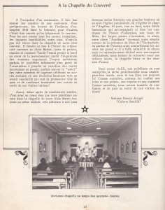 Extrait chapelle Centenaire du couvent Deschambault 1961